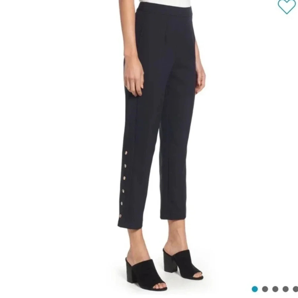 J.O.A. Navy Cropped Captain Side Snap Trouser Pant Size Medium